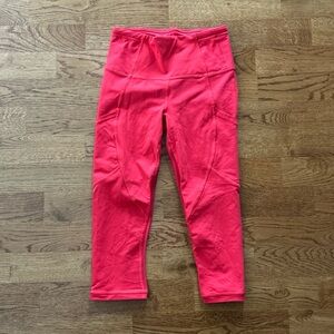 Lululemon Legging 17" Pockets Tight Red LULU True Crop Capri Running Ruched 2